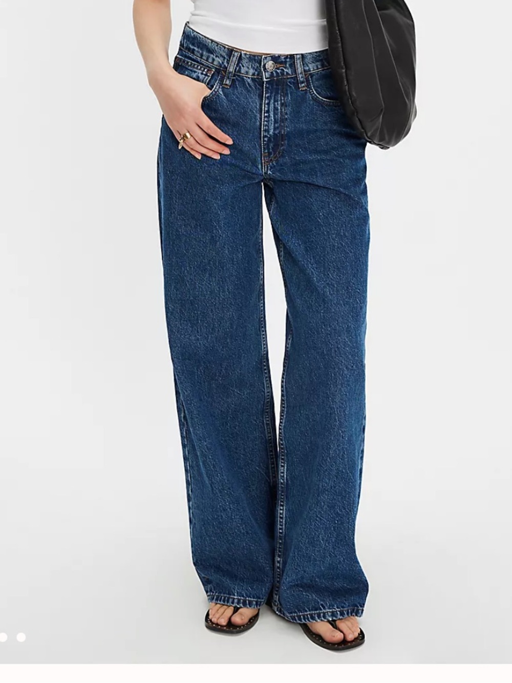 NWT DALA Denim Sling Jeans Wide-Leg Dark Blue Women's Jeans Free People